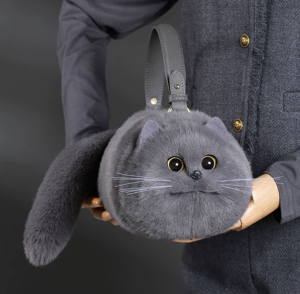 Catameng Cat Plush Bag – grey